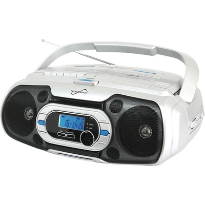 SuperSonic SC729BT Top Loading Boombox Player - White - Image 1 of 2