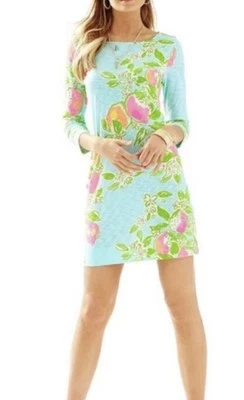 全新带标签 Lilly Pulitzer Marlowe 连衣裙 尺寸 M 粉色 柠檬水 3/4 袖 度假 — 第 1/4 张图片