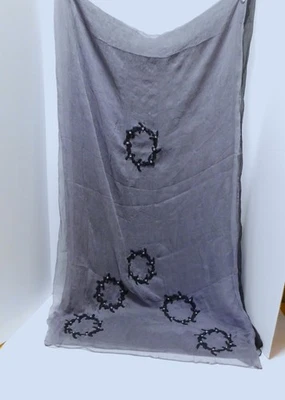 Mantón bufanda adornado en 3D vintage MANYUS gris/negro transparente de medios mixtos Foto 1 de 4