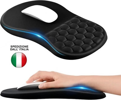 TAPPETINO MOUSE ERGONOMICO IN MEMORY GEL SUPPORTO POLSO POGGIA POLSO ANTISCIVOLO - Immagine 1 di 4