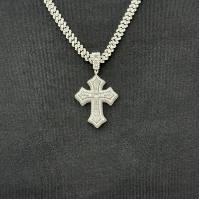 Cross Charm .925 Moissanite VVS D Passes Tester 3.66 CTW - Image 1 of 4