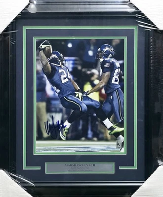 Foto autografiada enmarcada de Marshawn Lynch 11x14 Seattle Seahawks ML #14680 Foto 1 de 4