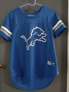 Detroit Lions Damen Large Kurzarm T-Shirt Trikot blau gestreift Ärmel - Bild 1 von 9
