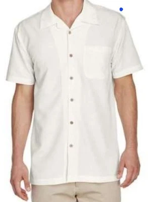 Harriton Men's Large Creme Barbados Textured Camp Shirt M560  - Image 1 of 4
