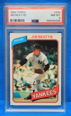 1980 TOPPS # 334 Jim Beattie PSA 8 NM-MT # 100448368  NEW YORK YANKEES !!! - Image 1 of 2