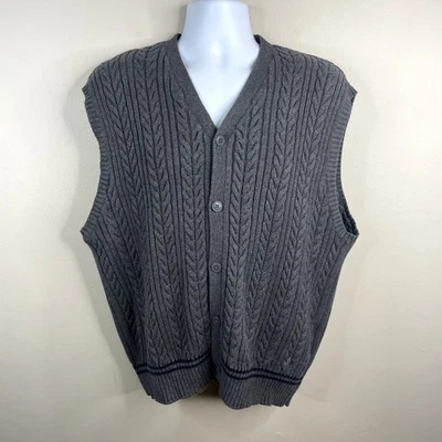Vintage Heritage Preppy Cable Knit Sweater Vest XLarge Chunky Old Money Indie - Image 1 of 4
