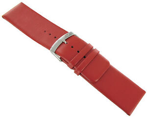 22mm Morellato Flat Unstitched Square Tip Genuine Leather Red Watch Band