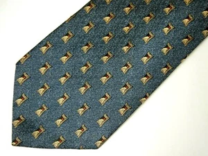Vintage Roundtree & Yorke Herrenkrawatte Krawatte blau gold geometrisch Seide 59 Zoll - Bild 1 von 4