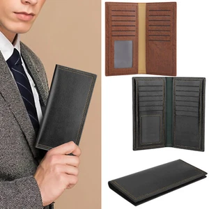 Men's Long Wallet Slim Bifold PU Leather Wallet RFID Blocking Card Holder - Picture 1 of 9