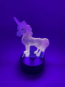 Unicorn 3D Night Light 7 Colour Changing LED Light Touch Table Desk Lamp - New ! - Picture 1 of 7