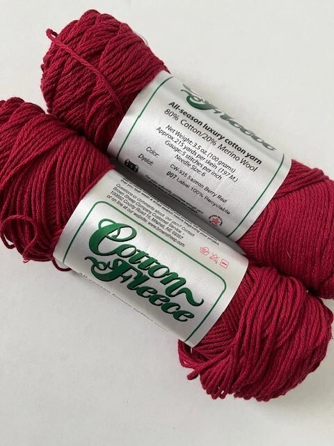 Brown Sheep  "Cotton Fleece"  -   Lot of two skeins  in "Berry Red" - Image 1 of 1