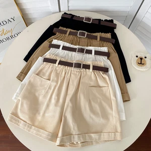 Women's Shorts Loose Fitting High Waisted Rolled Hem Casual Wide Leg Shorts - Picture 1 of 13