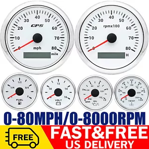 6 Gauge Set 85mm GPS Speedometer 0-80MPH Waterproof for Marine Boat Car Truck US - Picture 1 of 19