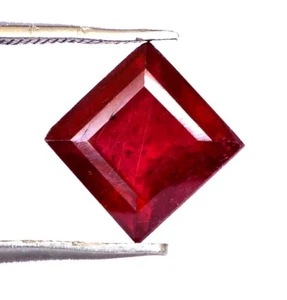 8 mm Natural Ruby Square Cut 3.82 CTS Faceted Reddish Shade Loose Gemstone GF - Picture 1 of 5
