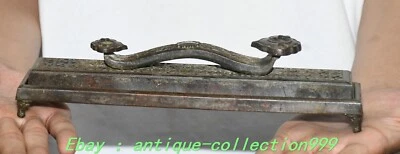 8.2" Old China Dynasty Pure Bronze Fengshui Ruyi Ru Yi Incense Burner Censer - Image 1 of 4