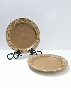 Vintage Hall Pottery USA Set Of 2 Matte Brown 10 1/4" Dinner Plates - Picture 1 of 8