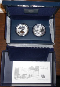 2013 AMERICAN EAGLE WEST POINT 2 COIN SILVER SET, UNITED STATES MINT - Picture 1 of 6
