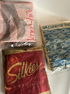 Vintage Silkies Pantyhose Lot of 3 Control Top, TLC Support And Knee Highs L/XL - Picture 1 of 11