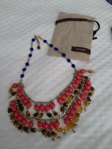 LEE ANGEL Designer Halskette mit mehrfarbigen Fransen, Boho, goldfarbenes Metall. - Bild 1 von 4