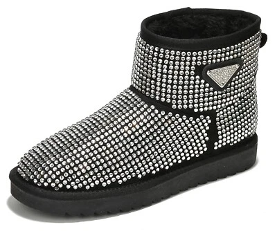 Botines de mujer Cape Robbin punta redonda estrás bling piel LINDAK negros Foto 1 de 4