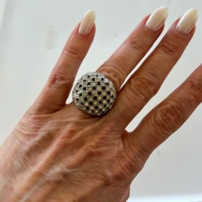 Anillo de cóctel pavé de plata Banana Republic talla 7 Foto 1 de 4