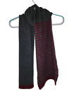 Peter Manning Mens Cashmere Long Knit Scarf Gray Burgundy Red Stripes Solid