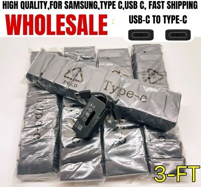LOT 10/200 USB-C to Type-C Fast Charging Cable For OEM Samsung Phone Android BK - Image 1 of 4