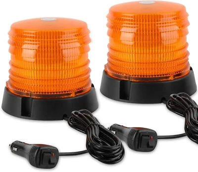 2X LED Strobe Light 12V Amber Warning Lights Emergency Flashing Beacon Trucks