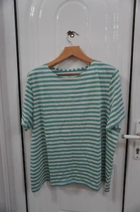 GUDRUN SJODEN tg 2XL top t-shirt a righe 100% cotone blusa acqua - Foto 1 di 2