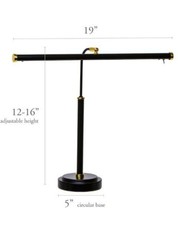 12-16" Height Adjustable Led Piano Lamp - Black/Brass Black