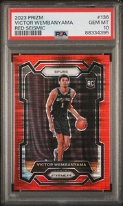 2023-24 Panini Prizm Victor Wembanyama #136 Red Seismic /299 PSA 10 ๐ฅ๐ฅ - Picture 1 of 3