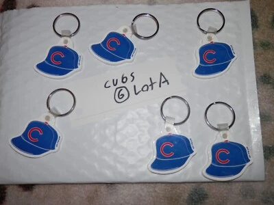 Chicago Cubs Keychain lot (6)  NEW VTG 1993 90's Lot A rubber key rings - Image 1 of 4