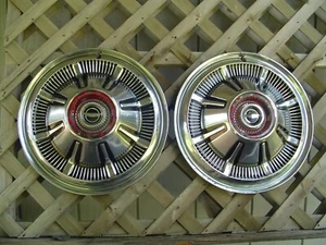 TWO VINTAGE 66 67 68 GALAXIE FORD  PICKUP TRUCK BRONCO  HUBCAPS WHEEL COVERS 4+4 - Picture 1 of 11
