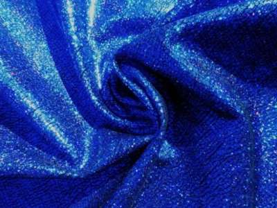 Pigskin leather hide Holographic Metallic Sapphire Blue Rainbow Colored Crackle - Image 1 of 4