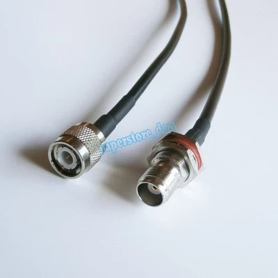20inch RF RG58 cable TNC male plug to TNC female bulkhead jumper pigtail - Image 1 of 4