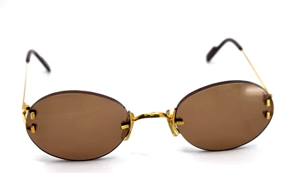 Cartier Scala Sunglasses Gold Rimless Brown Lens France Unisex Vintage - Image 1 of 4