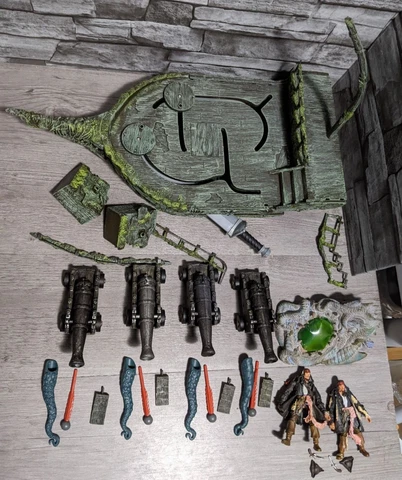 Pirates of the Caribbean Figure Playset Lot: Jack Sparrow Kraken 4 Cannons Etc Cover