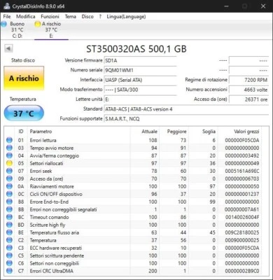 Hard Disk Seagate ST3500320, 500GB, SATA, 3.5", 7200rpm, 8MB cache, per ricambi. - Immagine 1 di 2