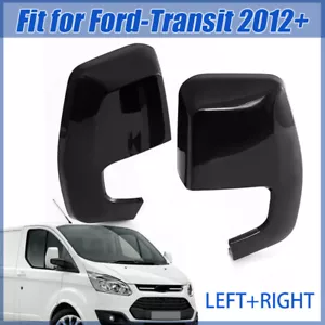 Tapa de cubierta de espejo retrovisor negro brillante para Ford Transit Custom 2012-2023 par, - Imagen 1 de 11