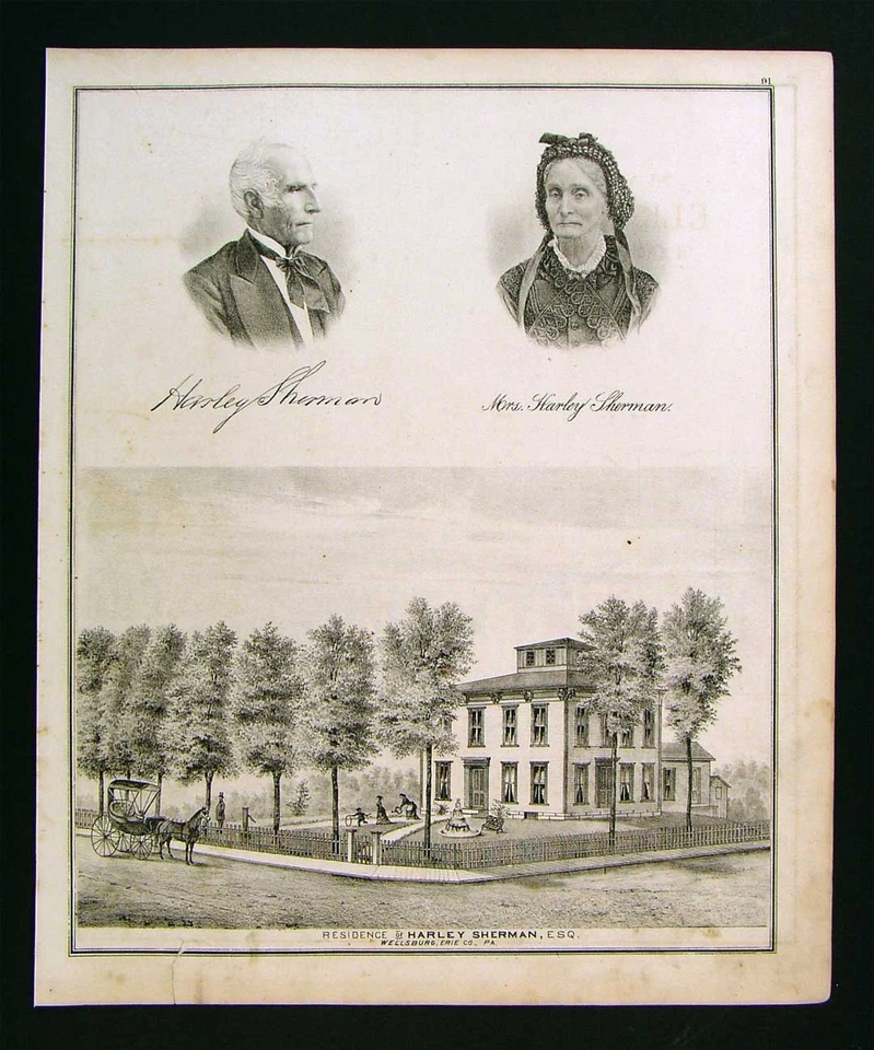 Harley Sherman Residence & Thomas Scott Farm Elk Creek 1876 impresión del condado de Erie Foto 1 de 1