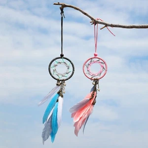 Dream Catcher Car Hanging Decor Ornament Small Boho Car Pendant Feather - Picture 1 of 9