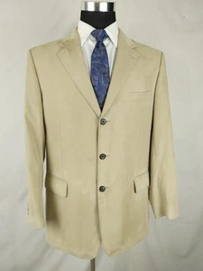 Jos A Bank Mens 42R Beige Micropoly Soft Faux Suede 3 Button Sport Coat Jacket - Picture 1 of 16