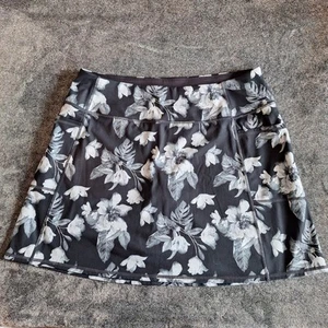 Skechers Los Angeles Tennis Skort Womans L Black Gray Floral Performance Golf - Picture 1 of 9