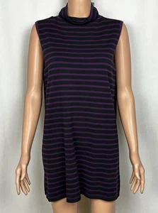 Chico’s Zenergy Women’s Size 2 Large Mockneck Stripe Tank Mystique Purple - Picture 1 of 9