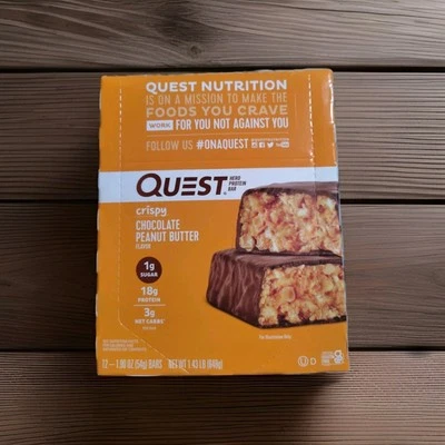 NUEVO Quest Nutrition Hero Protein 12pk Crujiente CHOCOLATE Mantequilla de Maní Barra Caja Foto 1 de 2