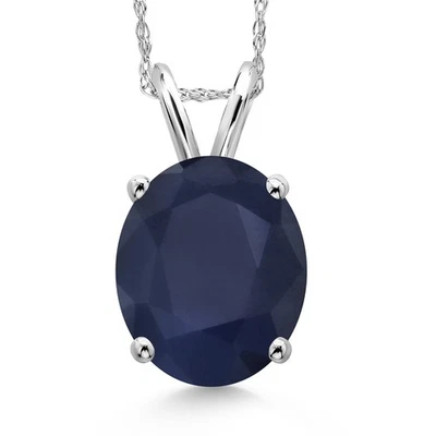 Collar colgante de zafiro de oro blanco de 14K para mujer | 5,60 quilates | piedras preciosas Foto 1 de 4