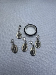 Origami Eule Charms Authentisch Lot 5 Religiös Ave Maria Voller Gnade & Medaillon - Bild 1 von 6