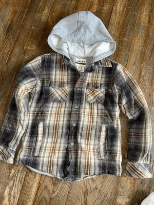 Ariat 夹克男孩 S 8 格子绝缘羊毛连帽衬衫儿童复古哈克特 — 第 1/3 张图片