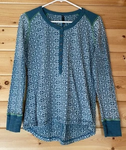 Kuhl Women’s Medium Blue Thermal Henley Waffle Knit Scoopneck Long Sleeve Top - Picture 1 of 16