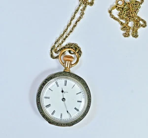ELGIN Pocket Watch Grade 130 Model 1 0 Size Coin Silver Case No Reserve! - Picture 1 of 6